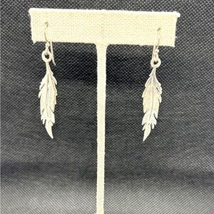 Silver Feather Dangle Earrings